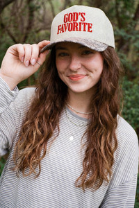 CC BEANIE GOD'S FAVORITE Letter Embroidered on Two Tone Baseball Cap Trucker Hat