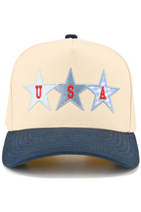 CC BEANIE STAR USA Letter Embroidered with Stars on Two Tone Baseball Cap Trucker Hat