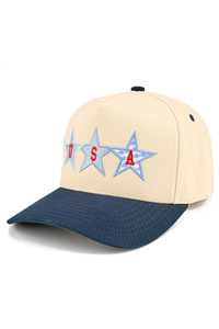 CC BEANIE STAR USA Letter Embroidered with Stars on Two Tone Baseball Cap Trucker Hat