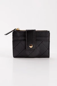 Compact Diamond-Stitched Pattern ID Window Wallet
