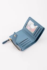 Compact Diamond-Stitched Pattern ID Window Wallet