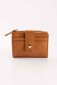 Compact Diamond-Stitched Pattern ID Window Wallet