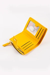 Compact Diamond-Stitched Pattern ID Window Wallet