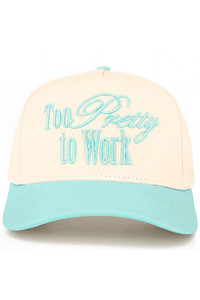 CC BEANIE TOO PRETTY TO WORK Letter Embroidered on Two Tone Baseball Cap Trucker Hat