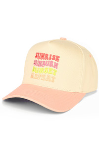 CC BEANIE SUNRISE SUNBURN SUNSET REPEAT Letter Embroidered on Two Tone Baseball Cap Trucker Hat