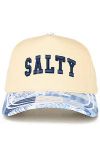 CC BEANIE SALTY Letter Embroidered with Sea Life Theme Pattern Brim on Two Tone Baseball Cap Trucker Hat