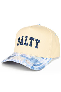 CC BEANIE SALTY Letter Embroidered with Sea Life Theme Pattern Brim on Two Tone Baseball Cap Trucker Hat