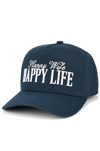 CC BEANIE HAPPY WIFE HAPPY LIFE Letter Embroidered on Two Tone Baseball Cap Trucker Hat