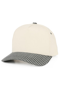 CC BEANIE Denim Pinstripe Cotton Criss-Cross Back Ponytail Trucker Hat Baseball Cap