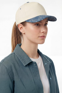 CC BEANIE Paisley Pattern Brim Two Tone Criss-Cross Back Ponytail Trucker Hat Baseball Cap