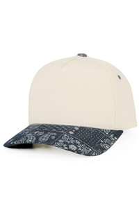 CC BEANIE Paisley Pattern Brim Two Tone Criss-Cross Back Ponytail Trucker Hat Baseball Cap