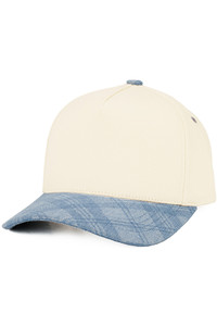 CC BEANIE Plaid Pattern Brim Two Tone Criss-Cross Back Ponytail Trucker Hat Baseball Cap