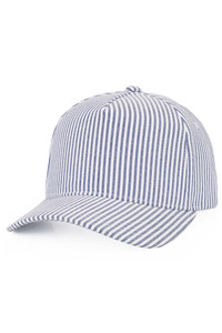 CC BEANIE Stripe Pattern Criss-Cross Back Ponytail Trucker Hat Baseball Cap