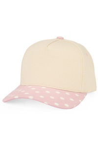 CC BEANIE Polka Dot Pattern Brim Criss-Cross Back Ponytail Trucker Hat Baseball Cap