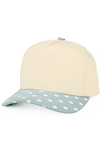 CC BEANIE Polka Dot Pattern Brim Criss-Cross Back Ponytail Trucker Hat Baseball Cap