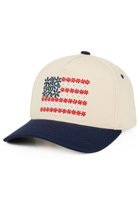 CC BEANIE Floral Flag Pattern Criss-Cross Back Ponytail Trucker Hat Baseball Cap