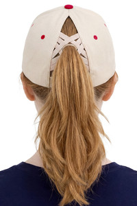 CC BEANIE Floral USA Letter Criss-Cross Back Ponytail Trucker Hat Baseball Cap