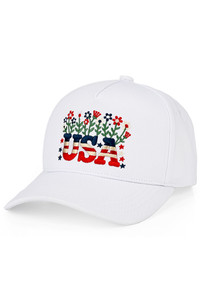 CC BEANIE Floral USA Letter Criss-Cross Back Ponytail Trucker Hat Baseball Cap