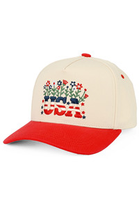 CC BEANIE Floral USA Letter Criss-Cross Back Ponytail Trucker Hat Baseball Cap
