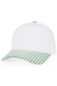 CC BEANIE Gingham Pattern on Brim Criss-Cross Back Ponytail Trucker Hat Baseball Cap