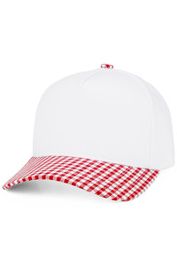 CC BEANIE Gingham Pattern on Brim Criss-Cross Back Ponytail Trucker Hat Baseball Cap
