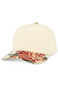 CC BEANIE Floral Pattern on Brim Criss-Cross Back Ponytail Trucker Hat Baseball Cap
