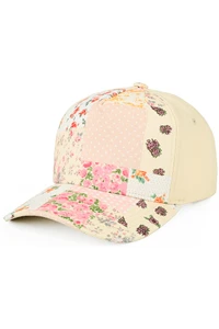 CC BEANIE Floral Pattern with Patchwork Criss-Cross Back Ponytail Trucker Hat Baseball Cap