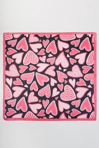 Multi Pattern Hearts Print Light Weight Silky All Season Bandana Scarf