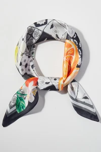 Citrus with Pattern Mosaic Pattern Print Light Weight Silky All Season Bandana Scarf