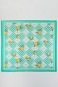 Mediterranean Mosaic Pattern with Fruits Print Light Weight Silky All Season Bandana Scarf