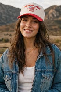 CC BEANIE AMERICAN MADE 1776 Letter Embroidered on Two Tone Baseball Cap Trucker Hat