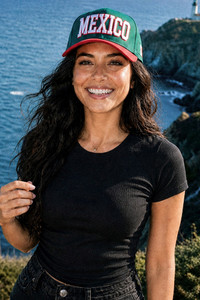 CC BEANIE Two-Tone Flag MEXICO Letter Embroidered on Two Tone Baseball Cap Trucker Hat