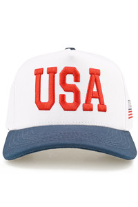 CC BEANIE White Crown Flag USA Letter Embroidered on Two Tone Baseball Cap Trucker Hat