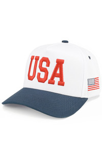CC BEANIE White Crown Flag USA Letter Embroidered on Two Tone Baseball Cap Trucker Hat