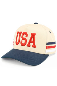 CC BEANIE 3 Lines Flag USA Letter Embroidered on Two Tone Baseball Cap Trucker Hat