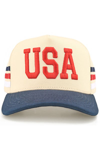 CC BEANIE 3 Lines Flag USA Letter Embroidered on Two Tone Baseball Cap Trucker Hat