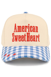 CC BEANIE AMERICAN SWEETHEART Letter with Stars Embroidered on Two Tone Baseball Cap Trucker Hat