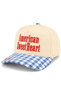 CC BEANIE AMERICAN SWEETHEART Letter with Stars Embroidered on Two Tone Baseball Cap Trucker Hat