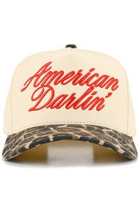 CC BEANIE AMERICAN DARLIN' Letter Embroidered on Two Tone Baseball Cap Trucker Hat