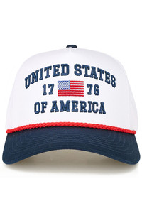 CC BEANIE UNITED STATES 1776 OF AMERICA Letter with USA Flag Embroidered on Two Tone Baseball Cap Trucker Hat