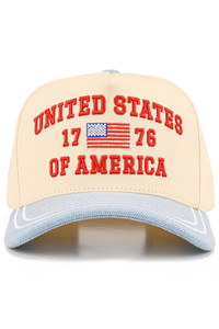 CC BEANIE UNITED STATES 1776 OF AMERICA Letter with USA Flag Embroidered on Two Tone Baseball Cap Trucker Hat