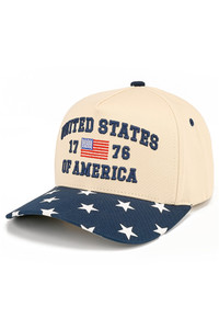 CC BEANIE UNITED STATES 1776 OF AMERICA Letter with USA Flag Embroidered on Two Tone Baseball Cap Trucker Hat