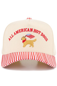 CC BEANIE ALL AMERICAN HOT DOGS with A Dog with American Flag Embroidered on Two Tone Baseball Cap Trucker Hat