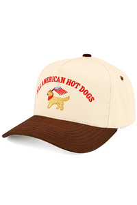 CC BEANIE ALL AMERICAN HOT DOGS with A Dog with American Flag Embroidered on Two Tone Baseball Cap Trucker Hat