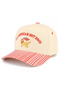 CC BEANIE ALL AMERICAN HOT DOGS with A Dog with American Flag Embroidered on Two Tone Baseball Cap Trucker Hat