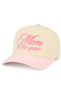CC BEANIE MOM OF THE YEAR Letter Embroidered on Two Tone Baseball Cap Trucker Hat