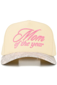 CC BEANIE MOM OF THE YEAR Letter Embroidered on Two Tone Baseball Cap Trucker Hat