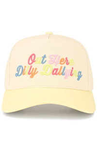 CC BEANIE OUT HERE DILLY DALLYING Letter Embroidered on Two Tone Baseball Cap Trucker Hat