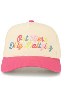 CC BEANIE OUT HERE DILLY DALLYING Letter Embroidered on Two Tone Baseball Cap Trucker Hat