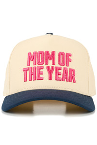 CC BEANIE MOM OF THE YEAR Letter Embroidered on Two Tone Baseball Cap Trucker Hat